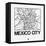 White Map of Mexico City-NaxArt-Framed Stretched Canvas