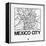 White Map of Mexico City-NaxArt-Framed Stretched Canvas