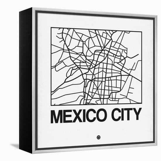 White Map of Mexico City-NaxArt-Framed Stretched Canvas