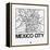 White Map of Mexico City-NaxArt-Framed Stretched Canvas