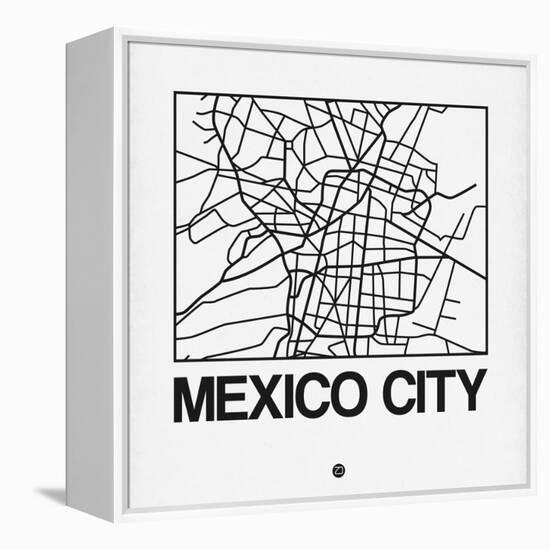 White Map of Mexico City-NaxArt-Framed Stretched Canvas