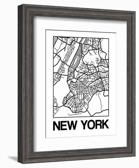 White Map of New York-NaxArt-Framed Art Print