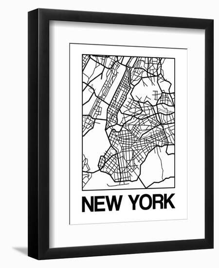 White Map of New York-NaxArt-Framed Art Print