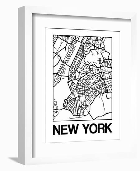 White Map of New York-NaxArt-Framed Art Print