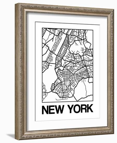 White Map of New York-NaxArt-Framed Art Print