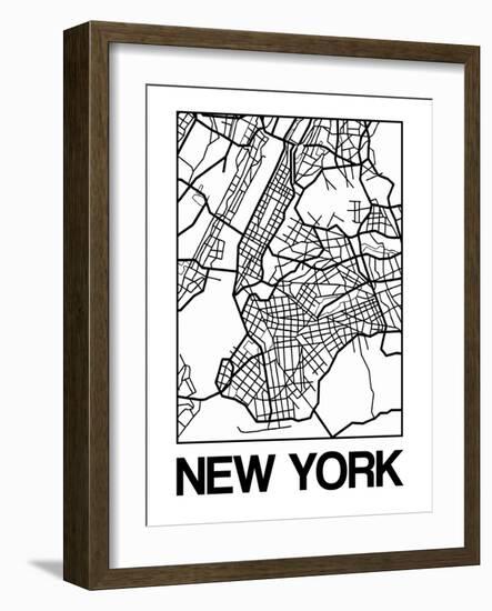 White Map of New York-NaxArt-Framed Art Print