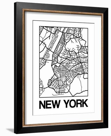 White Map of New York-NaxArt-Framed Art Print