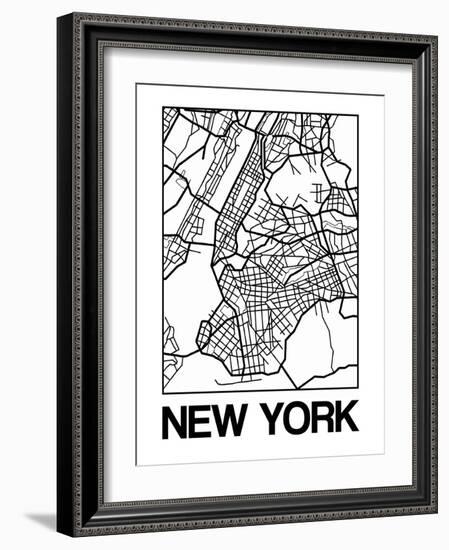 White Map of New York-NaxArt-Framed Art Print