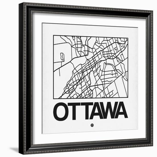 White Map of Ottawa-NaxArt-Framed Premium Giclee Print