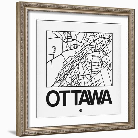 White Map of Ottawa-NaxArt-Framed Art Print