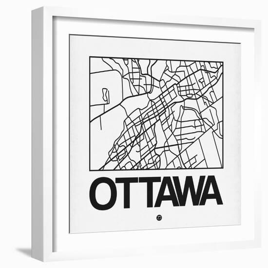 White Map of Ottawa-NaxArt-Framed Art Print