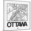 White Map of Ottawa-NaxArt-Mounted Art Print