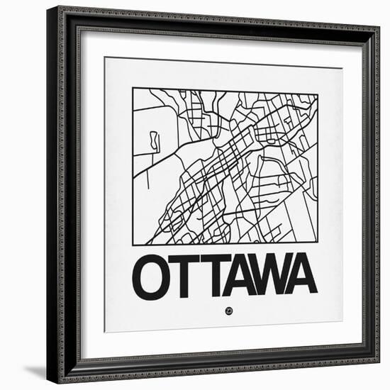 White Map of Ottawa-NaxArt-Framed Art Print