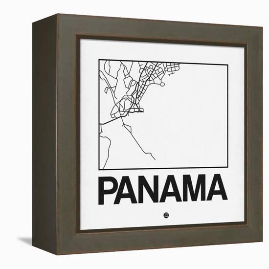 White Map of Panama-NaxArt-Framed Stretched Canvas