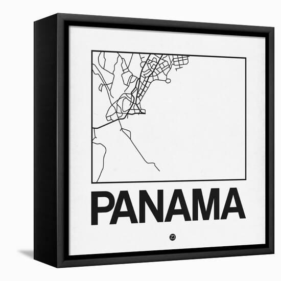 White Map of Panama-NaxArt-Framed Stretched Canvas