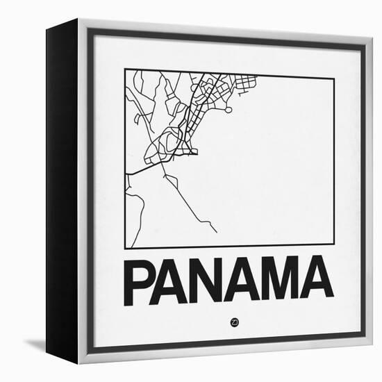 White Map of Panama-NaxArt-Framed Stretched Canvas