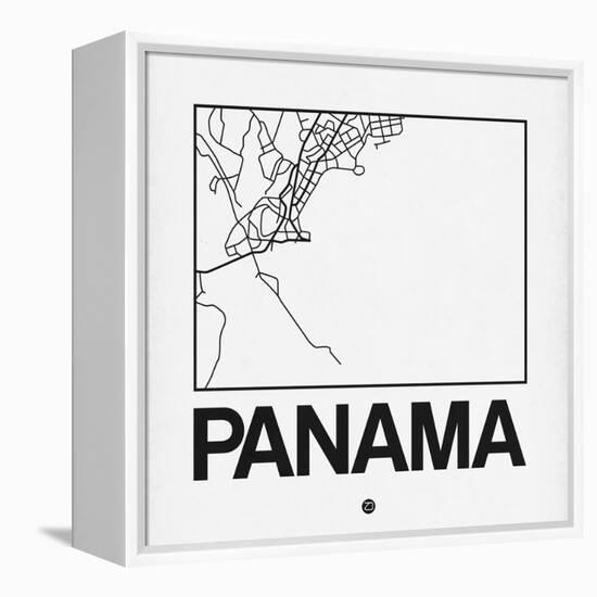 White Map of Panama-NaxArt-Framed Stretched Canvas