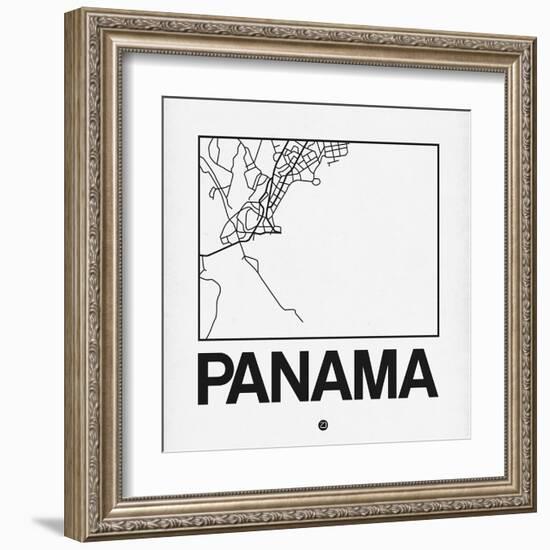 White Map of Panama-NaxArt-Framed Art Print