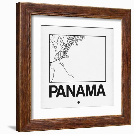 White Map of Panama-NaxArt-Framed Art Print