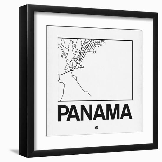 White Map of Panama-NaxArt-Framed Art Print