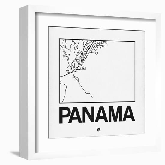 White Map of Panama-NaxArt-Framed Art Print