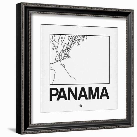 White Map of Panama-NaxArt-Framed Art Print