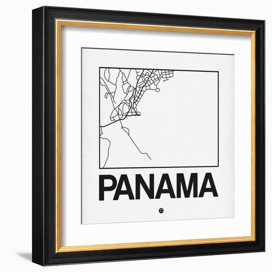 White Map of Panama-NaxArt-Framed Art Print