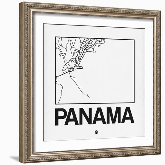 White Map of Panama-NaxArt-Framed Art Print