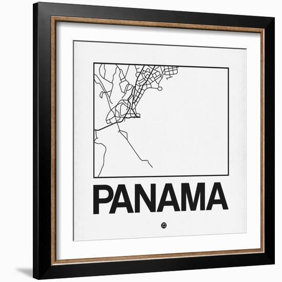 White Map of Panama-NaxArt-Framed Art Print