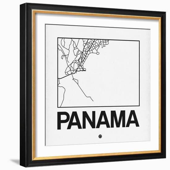 White Map of Panama-NaxArt-Framed Art Print