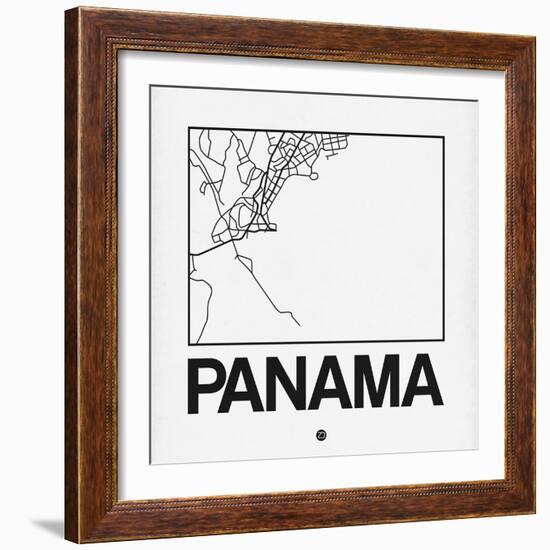 White Map of Panama-NaxArt-Framed Premium Giclee Print