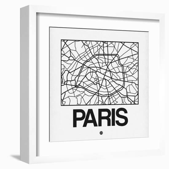 White Map of Paris-NaxArt-Framed Art Print