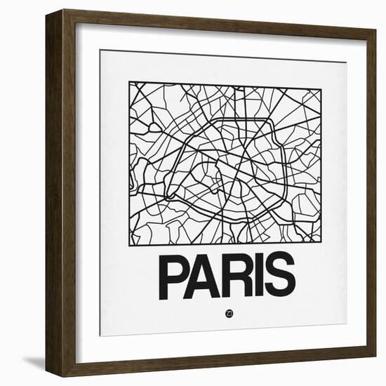 White Map of Paris-NaxArt-Framed Art Print