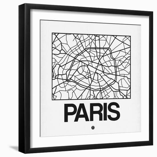 White Map of Paris-NaxArt-Framed Art Print