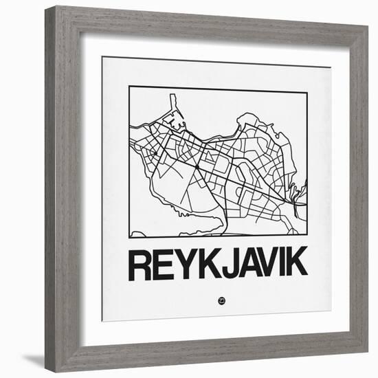 White Map of Reykjavik-NaxArt-Framed Art Print