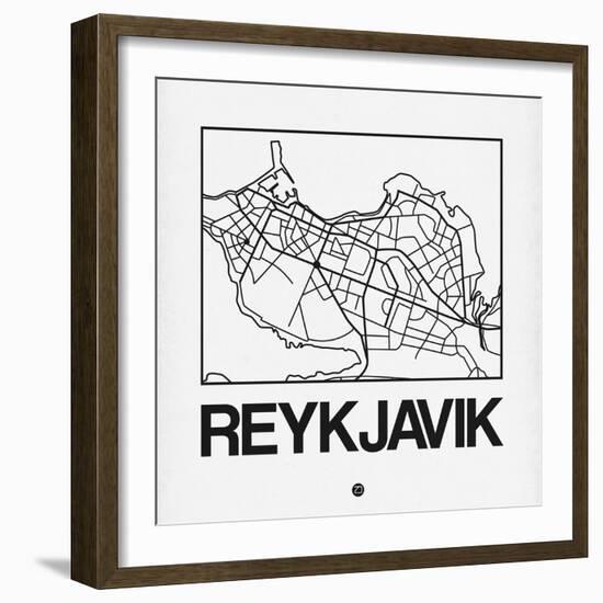 White Map of Reykjavik-NaxArt-Framed Art Print