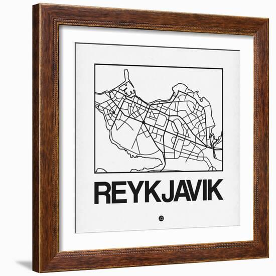 White Map of Reykjavik-NaxArt-Framed Art Print