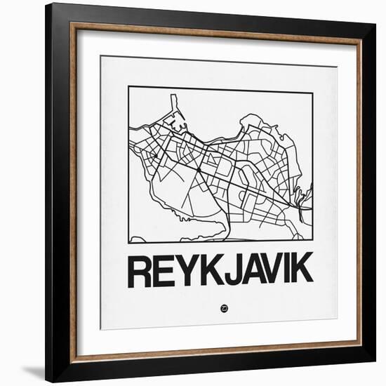 White Map of Reykjavik-NaxArt-Framed Art Print