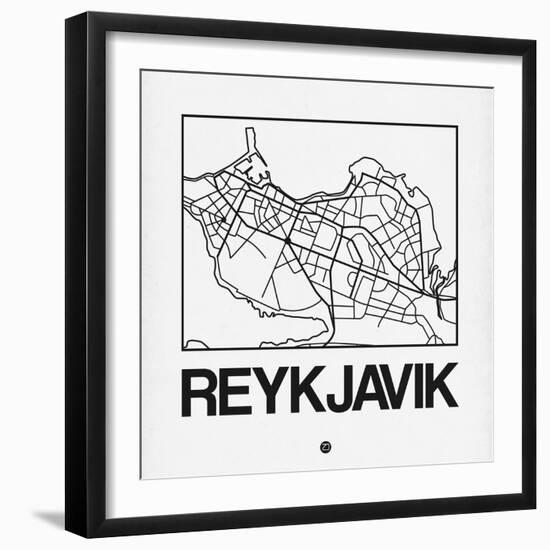 White Map of Reykjavik-NaxArt-Framed Art Print