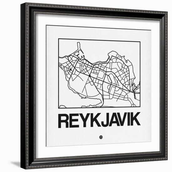 White Map of Reykjavik-NaxArt-Framed Art Print