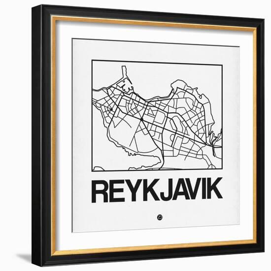 White Map of Reykjavik-NaxArt-Framed Art Print