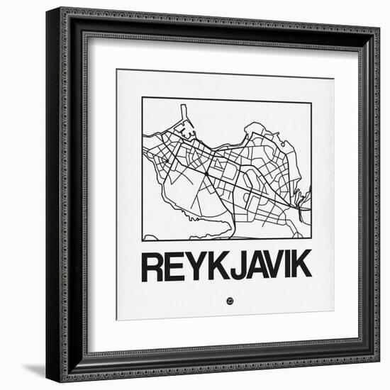 White Map of Reykjavik-NaxArt-Framed Art Print