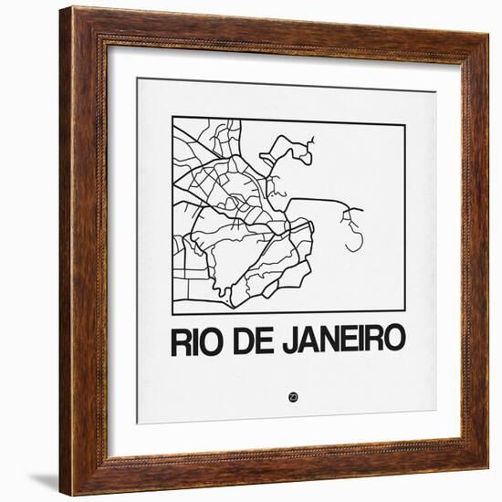 White Map of Rio De Janeiro-NaxArt-Framed Art Print