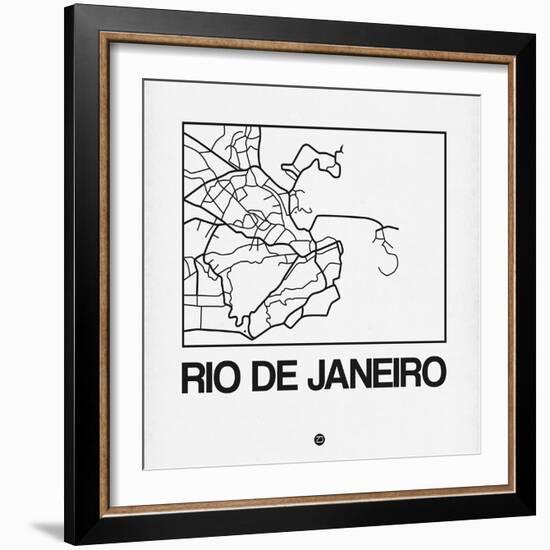 White Map of Rio De Janeiro-NaxArt-Framed Art Print