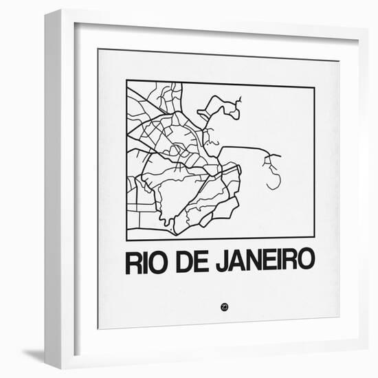 White Map of Rio De Janeiro-NaxArt-Framed Art Print