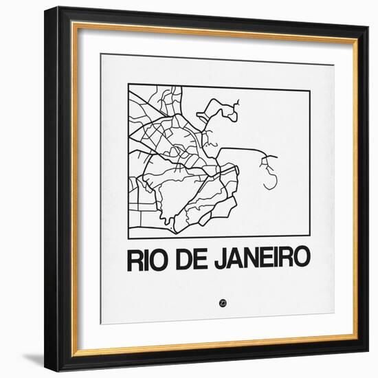 White Map of Rio De Janeiro-NaxArt-Framed Art Print