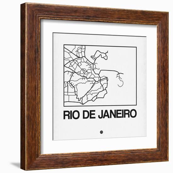 White Map of Rio De Janeiro-NaxArt-Framed Art Print