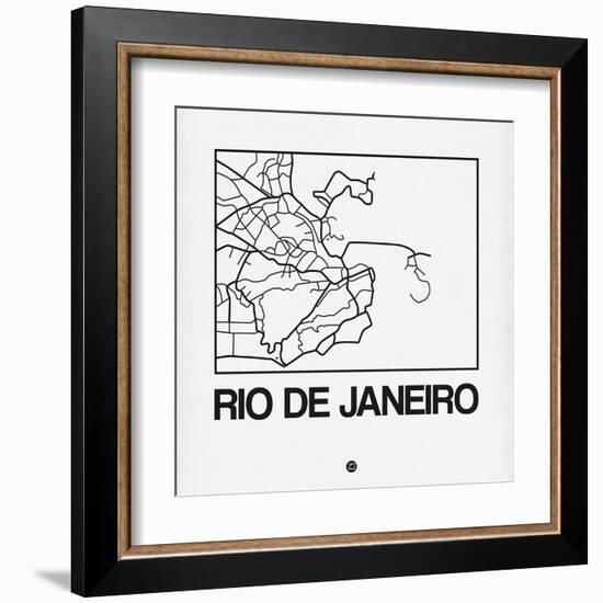 White Map of Rio De Janeiro-NaxArt-Framed Art Print