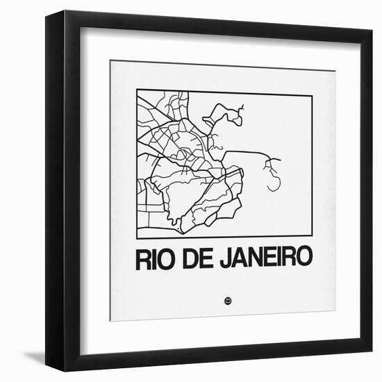 White Map of Rio De Janeiro-NaxArt-Framed Art Print