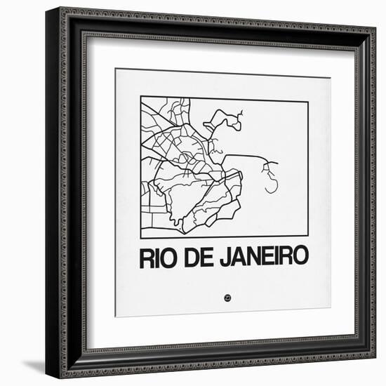 White Map of Rio De Janeiro-NaxArt-Framed Art Print